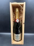 A Bottle of Langlois Brut Cremant De Loire, in presentation wooden box.