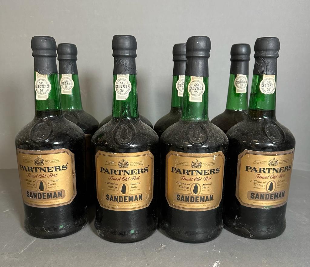 A selection of eight bottles of Sandeman Partners Port (Being sold in aid of Thames Hospice)