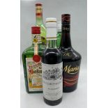 A selection of spirits to include: Gordons Gin, Tia Maria, Margarita Mix, Peach Liqueue, Bokma.