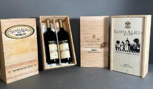 Four two bottle boxes of St Alicia merlot wine