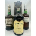 Four bottles of various port: Ferreira Branco port, Cockburns Porto Lacrima, Croft 20 years Port,