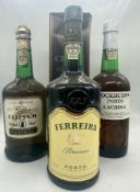 Four bottles of various port: Ferreira Branco port, Cockburns Porto Lacrima, Croft 20 years Port,