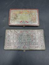 Two white metal Indian cigarette cases.