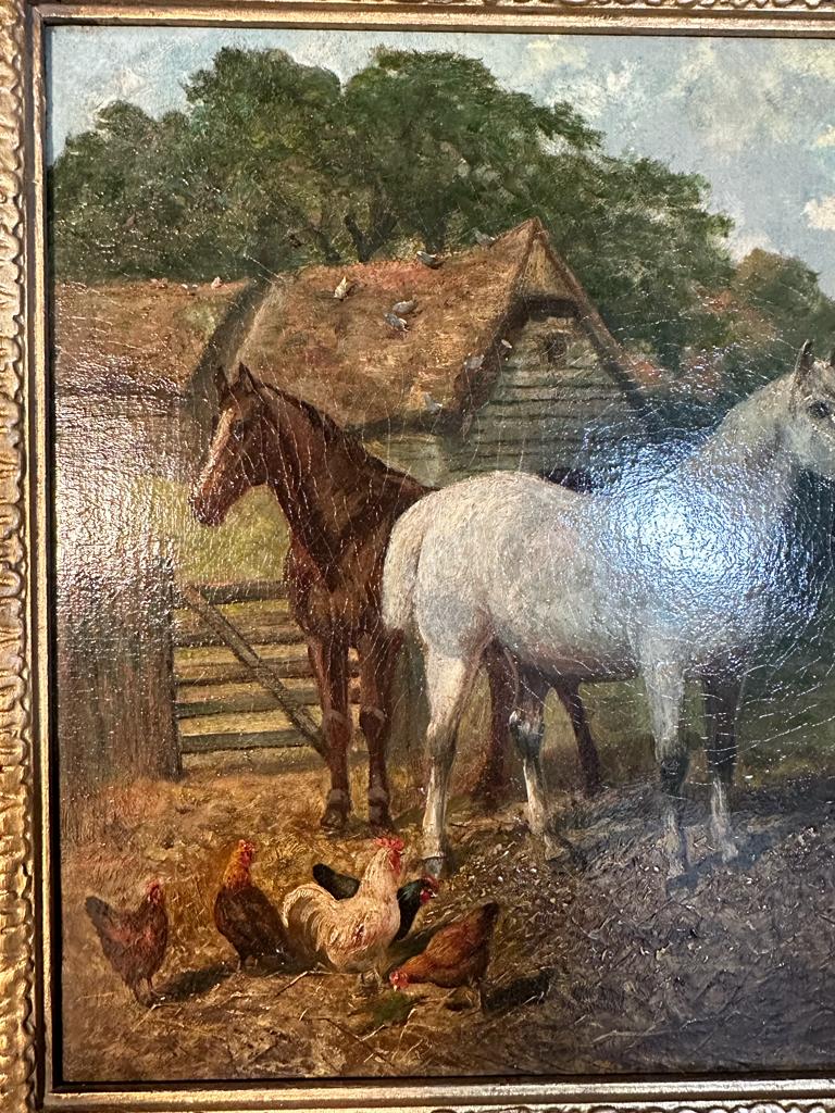 A 19th Century English school oil on canvas of a farm yard scene 35cm x 25cm - Image 5 of 5