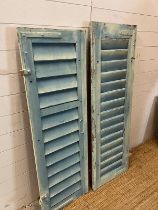 Two French style wooden window shutters (Largest 142cm x 47cm)