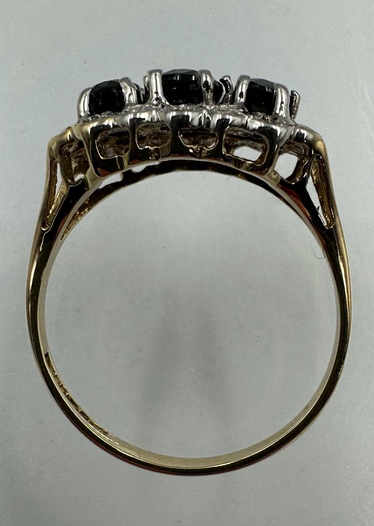 A 9ct gold diamond and sapphire ring, approximate size M1/2 - Image 4 of 5