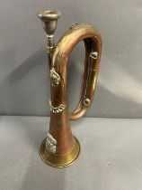 A military brass and copper bugle, Royal Welsh