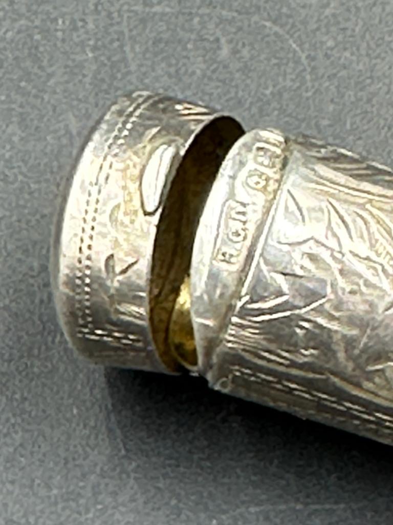 A hallmarked silver cheroot holder by Henry Clifford Davis, hallmarked for Birmingham 1908. - Image 2 of 2