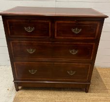 An inlaid mahogany chest of drawers (H93cm W92cm D48cm)