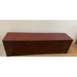 A red lacquered long cabinet (H58cm W190cm D45cm)