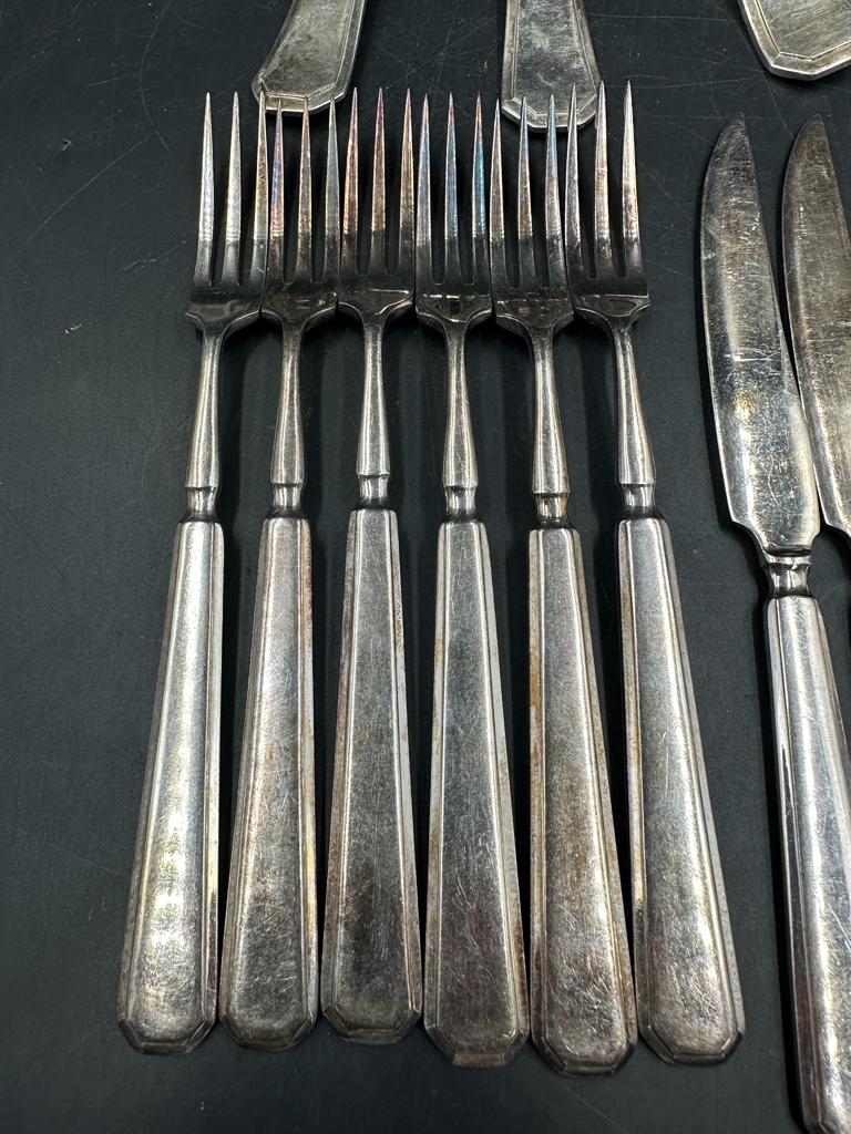 A selection of quality silver plate cutlery, knives forks and serving spoons, marked A1 - Image 3 of 5