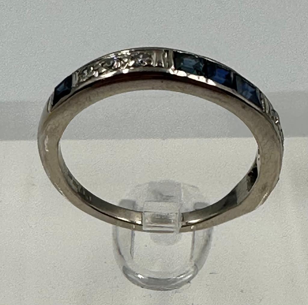 A diamond and sapphire, half eternity style ring set in 18ct white gold, approximate size M - Image 2 of 4