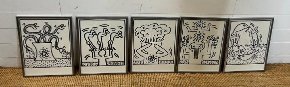 A set of Keith Haring prints, Lucio Amelio, off set lithographs 1983