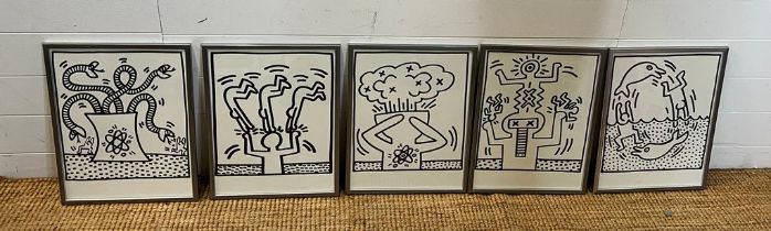 A set of Keith Haring prints, Lucio Amelio, off set lithographs 1983