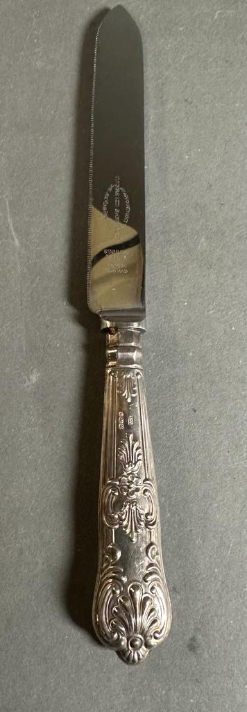 A silver handled sandwich knife, hallmarked for Birmingham