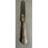 A silver handled sandwich knife, hallmarked for Birmingham