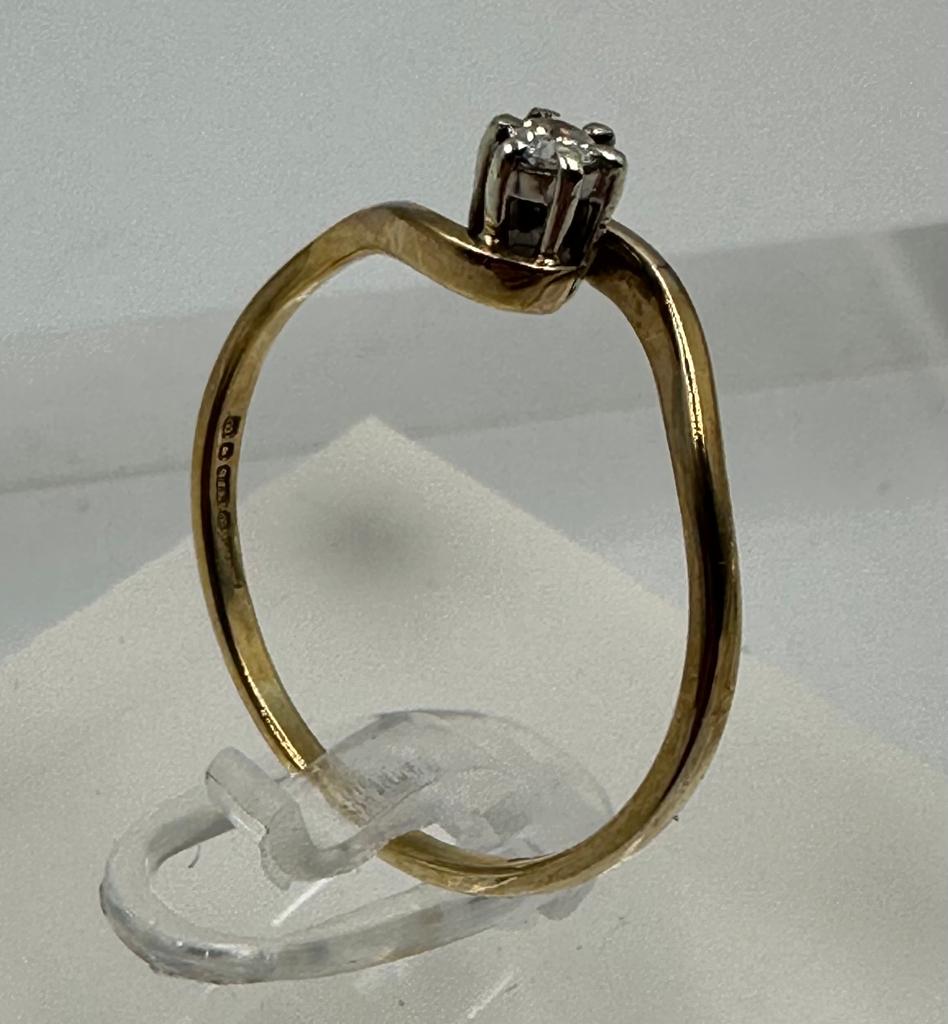 A 9ct and diamond wishbone style ring, approximate size P 1/2and weight 1.5g. - Image 3 of 4