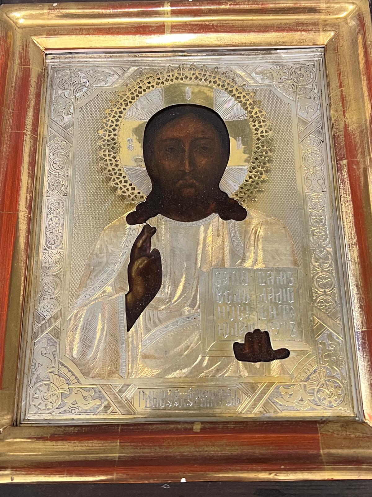 A Russian icon in glazed cased 24cm x 29cm - Image 2 of 6