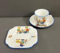 A trio by Osborne china nursing set, cup saucers and side plate