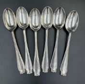 A set of six silver teaspoons hallmarked silver teaspoons, hallmarked for London 1933, by Josiah
