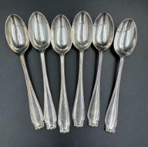 A set of six silver teaspoons hallmarked silver teaspoons, hallmarked for London 1933, by Josiah