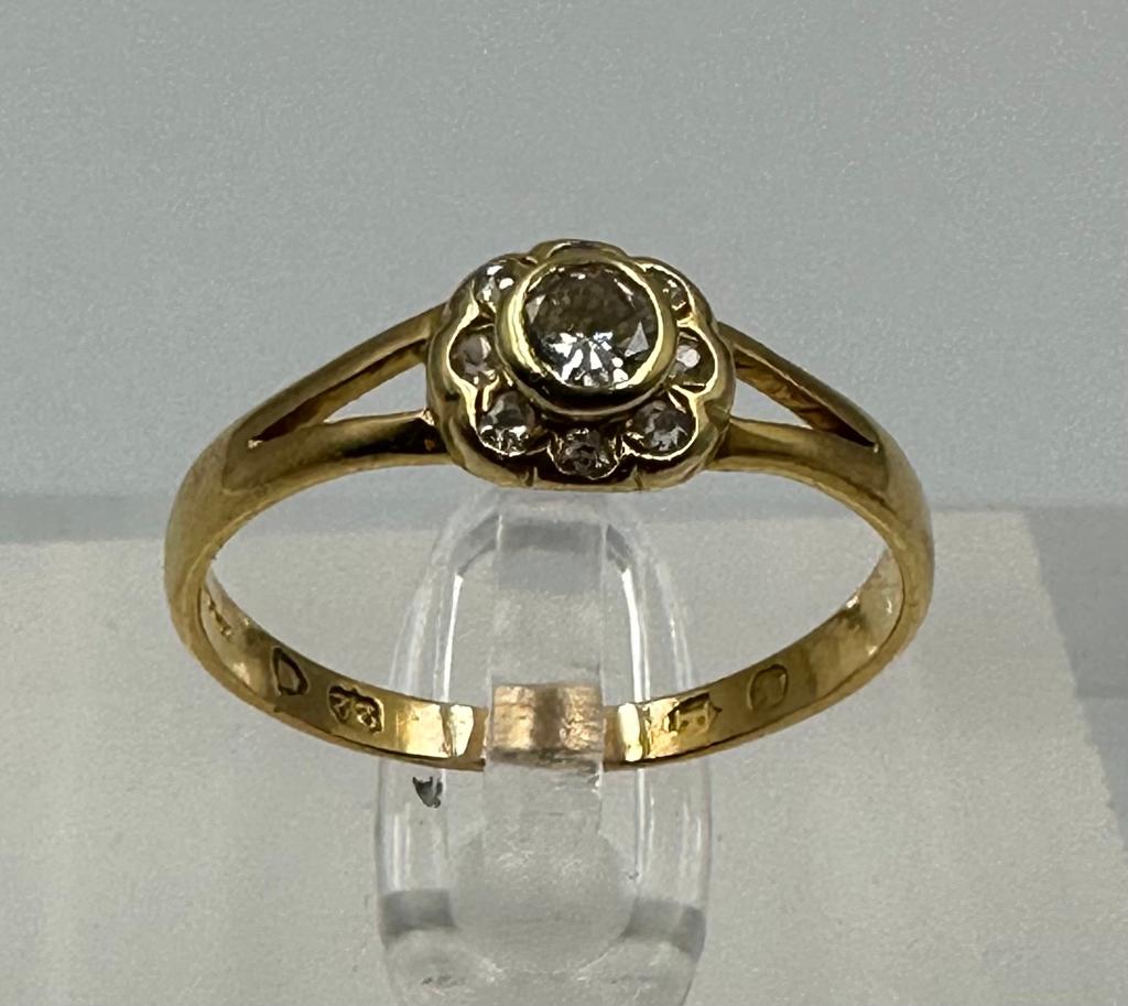 A 22ct gold Victorian ring with central diamond, approximate total weight 2.6g, size P - Image 4 of 4