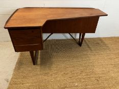 A Peter Lovig Nielsen boomerang desk 1969's (H73cm W150cm D89cm)