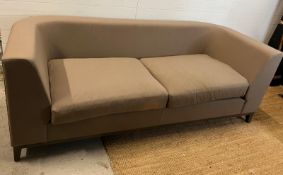 A contemporary Wych wood design sofa (H78cm W210cm D86cm SH50cm)