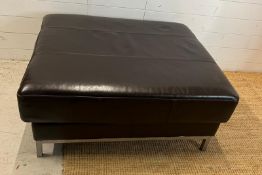 A brown leather footstool/ottoman (H46cm W100cm D87cm)