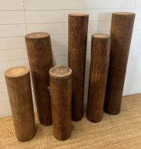 Wooden plinths various sizes (H120cm Tallest H70cm Smallest Dia24cm)