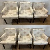 Six armchair style dining chairs with elephant print