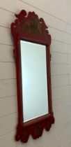 A red Japan themed mirror with bevel edge.