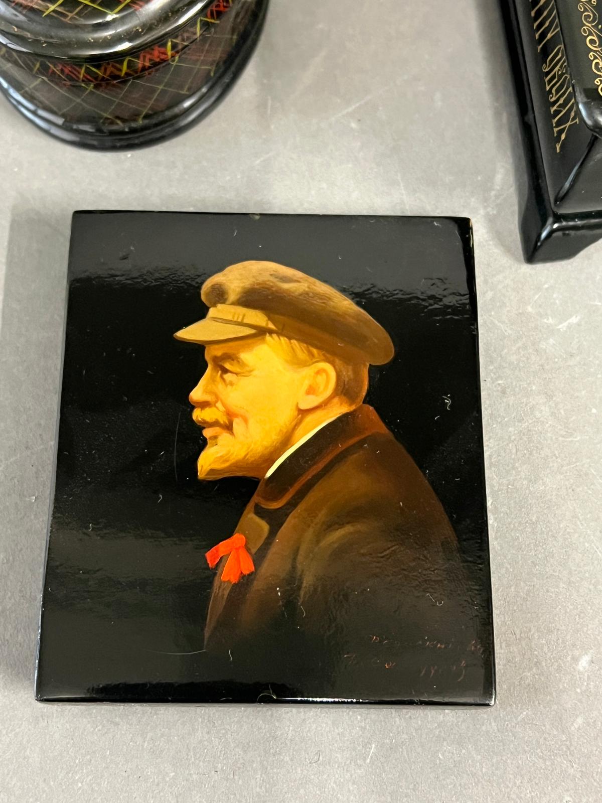 Two lacquered boxes and mini portrait (9cm x 8.5cm) - Image 2 of 5