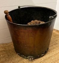 A copper cauldron coal bucket possibly Victorian (H42cm Dia45cm)