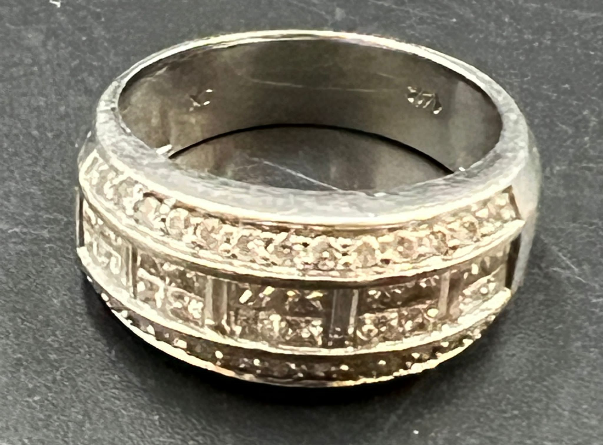 A 14ct white gold ring set with approximately 46 diamonds. Size N - Image 7 of 9