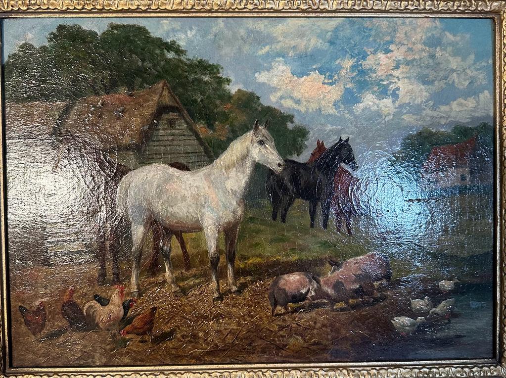 A 19th Century English school oil on canvas of a farm yard scene 35cm x 25cm - Image 2 of 5