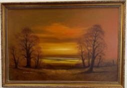 An oil on board of a country scene signed W.Flaxman lower left 99cm x 69cm