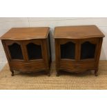 A pair of French style bedsides with metal mesh front and drawer under (H64cm W62cm D42cm)