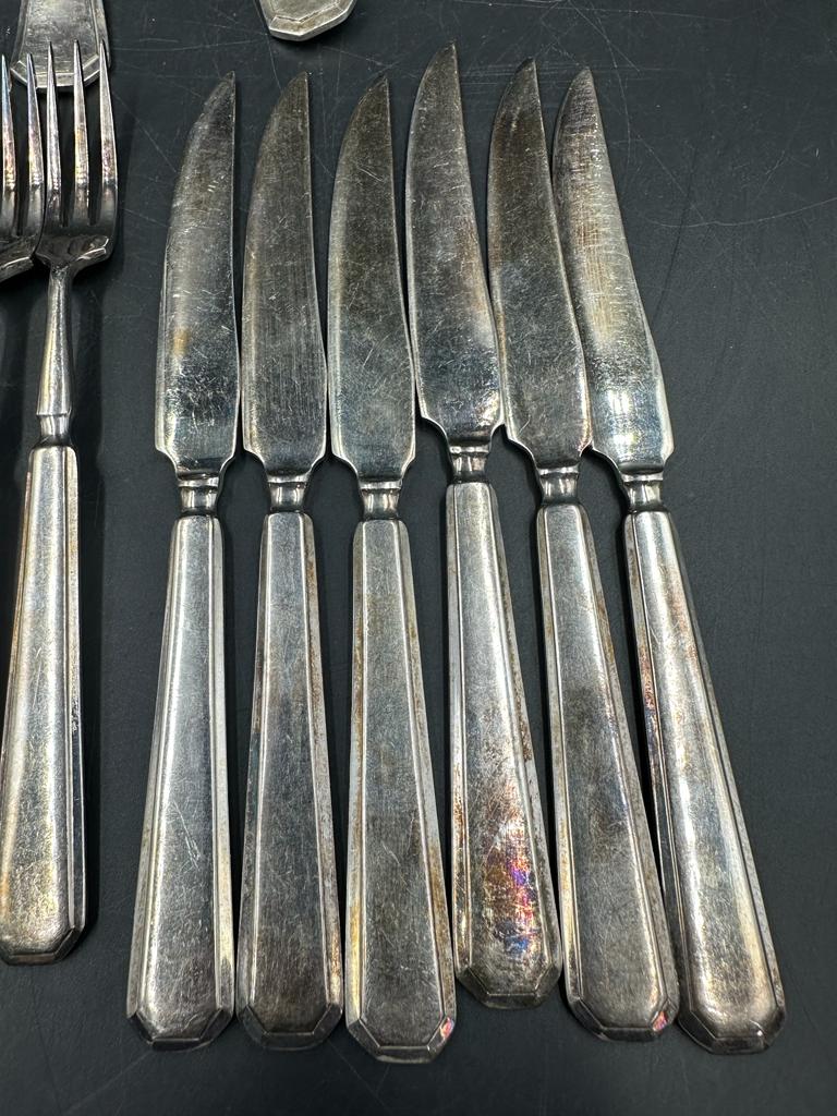 A selection of quality silver plate cutlery, knives forks and serving spoons, marked A1 - Image 5 of 5