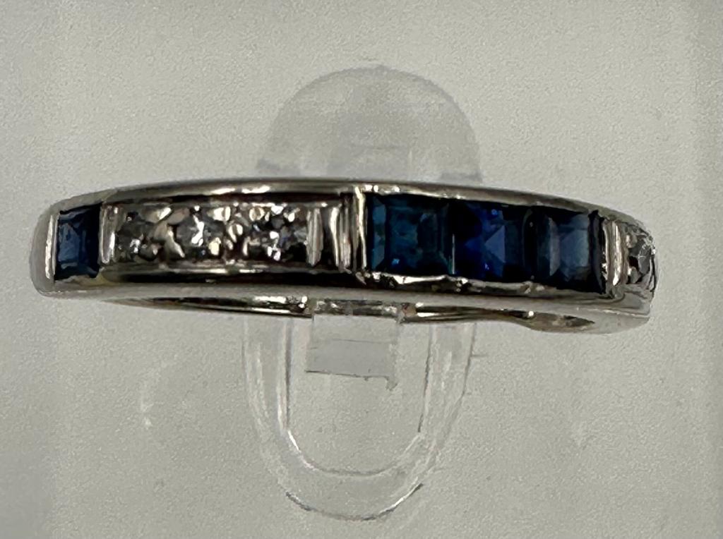 A diamond and sapphire, half eternity style ring set in 18ct white gold, approximate size M - Image 4 of 4