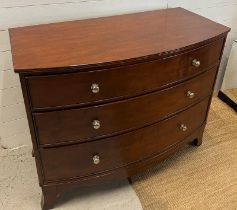 A Willis and Gambler George III style bow front chest of drawers (H90cm W111cm D54cm)