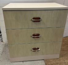 An Art Deco style Mid Century chest of drawers (H80cm W77cm D44cm)