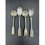 Four assorted Georgian mustard or salt spoons, various makers and hallmarks.