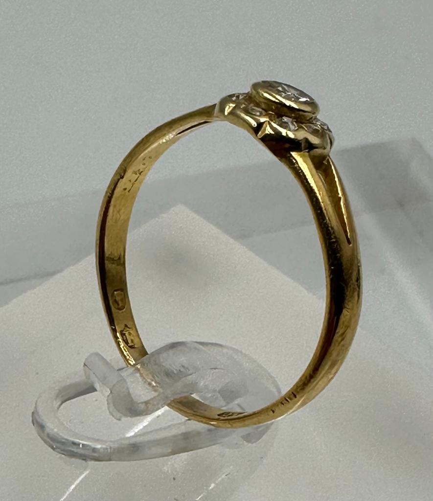 A 22ct gold Victorian ring with central diamond, approximate total weight 2.6g, size P - Image 3 of 4