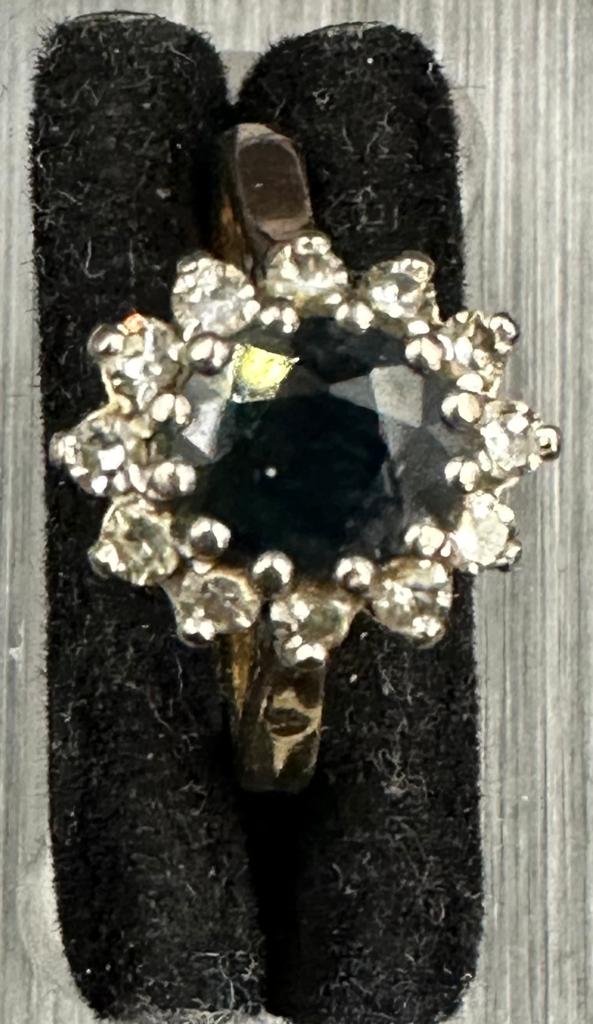 A 18ct gold sapphire and diamond cluster ring size i.5 - Image 2 of 4