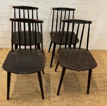 Four spindle back Bentwood dining chairs in the style of Folke Palsson Y77 FDB Mobler Denmark