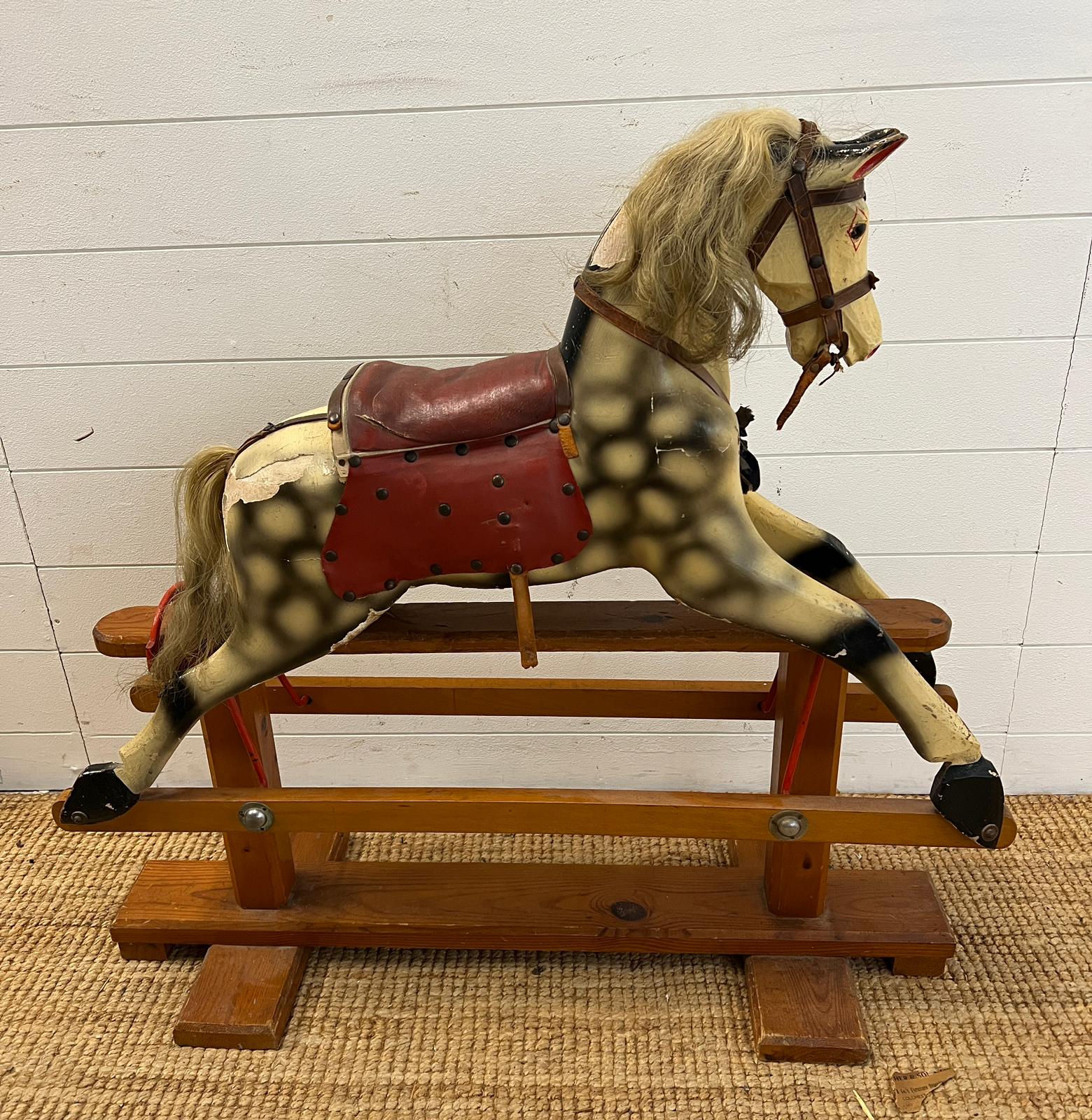 Childs Rocking Horse of unusual small size, in original condition in need of some restoration