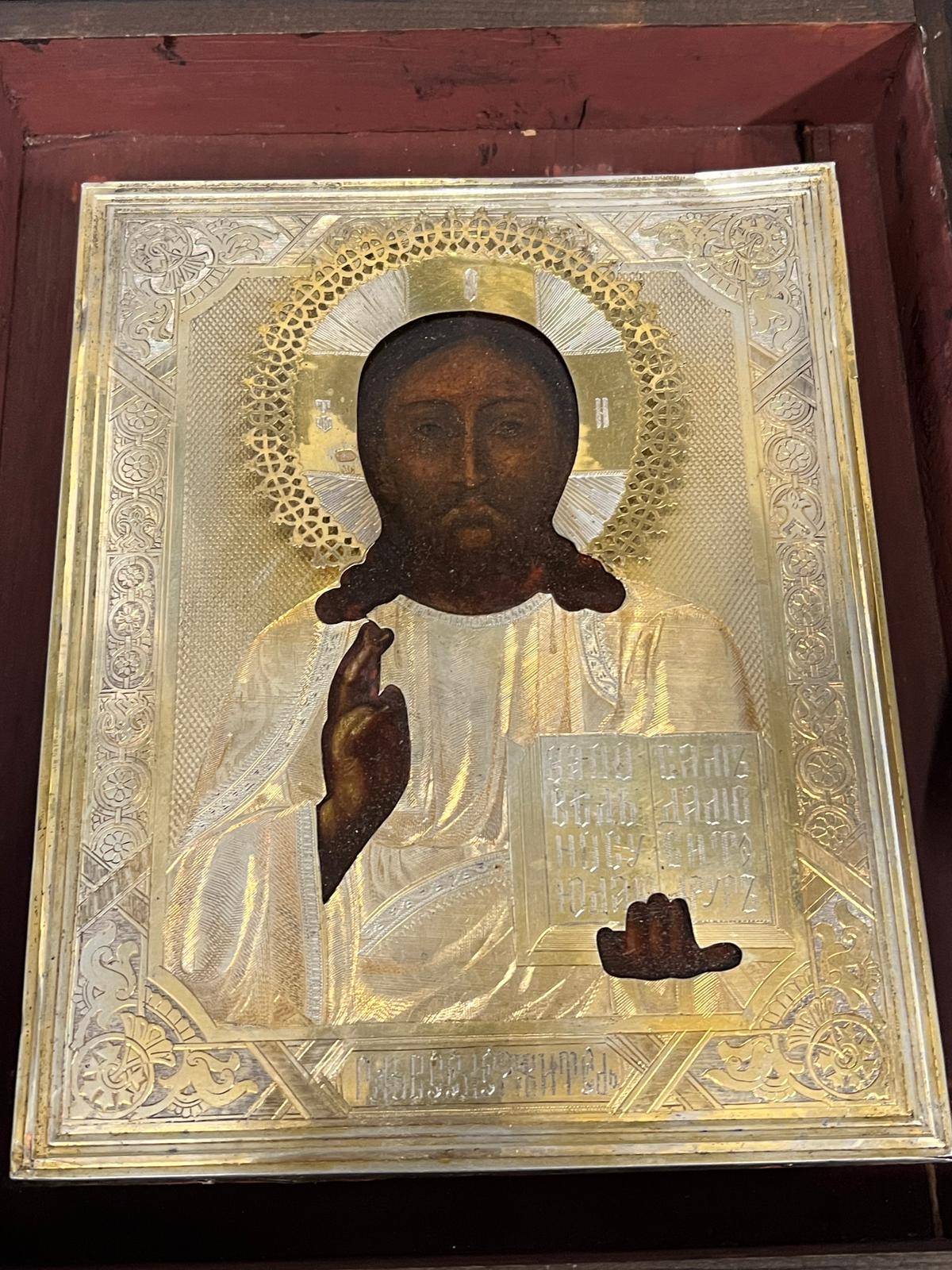 A Russian icon in glazed cased 24cm x 29cm - Image 3 of 6