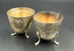 Two Cypriot silver egg cups, marked 800