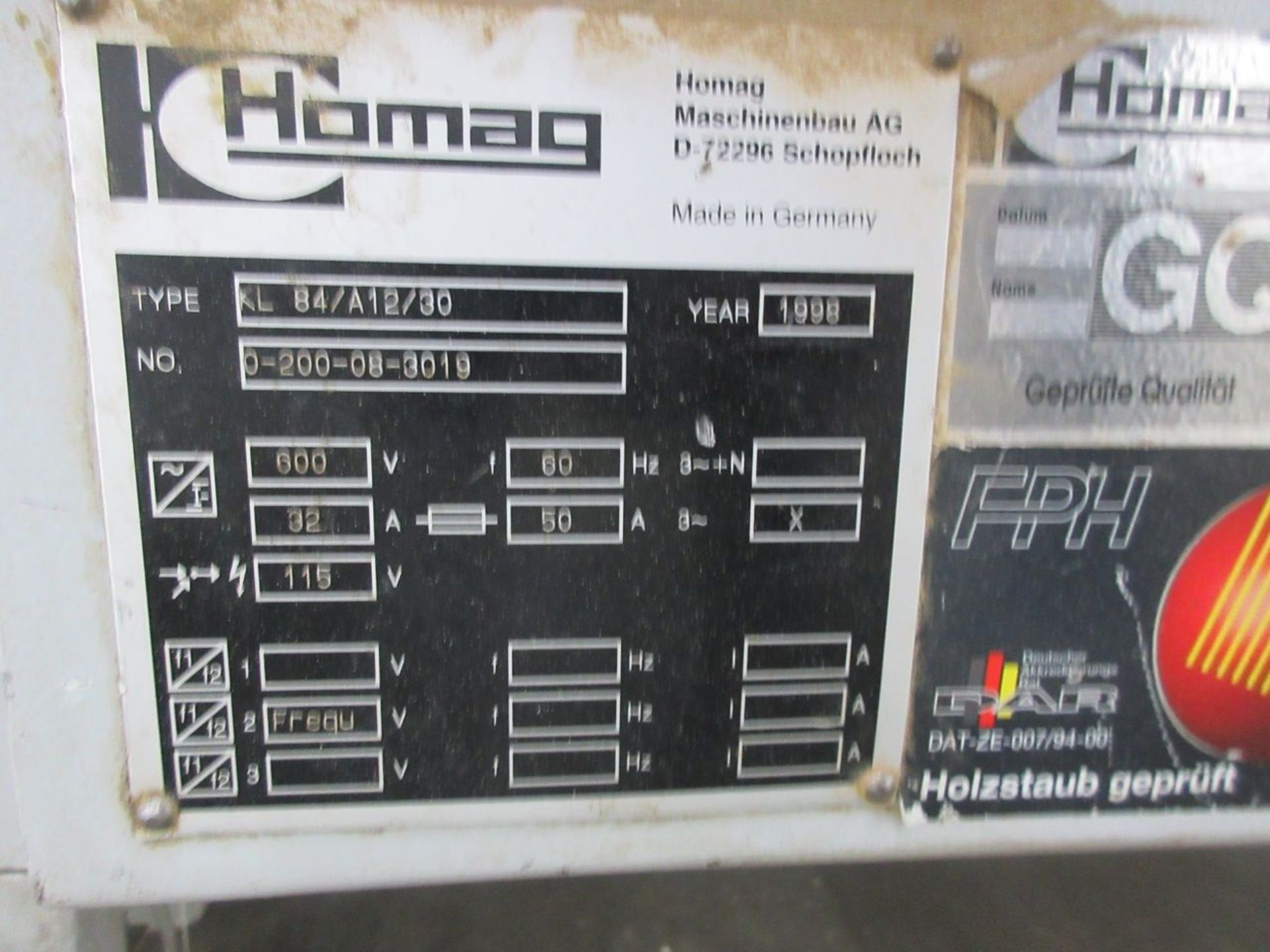 Homag Type KL84/A12/30 Double End Edge Bander, S/N: 0-200-08-3019 (1998); with Coil Feed Reel, - Image 17 of 26